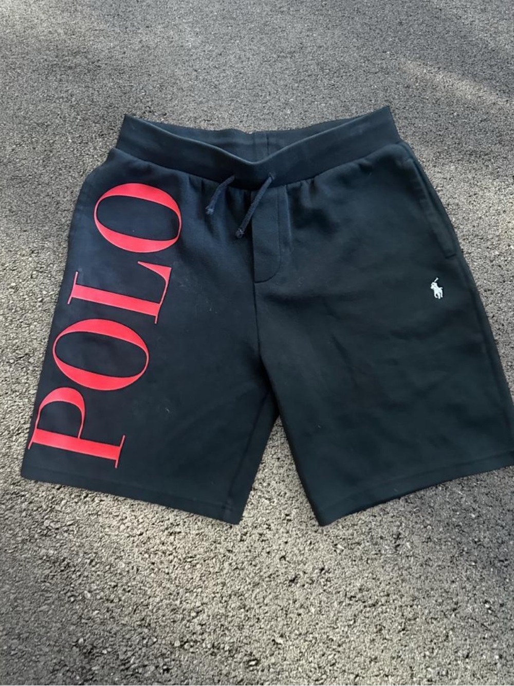Polo by Ralph Lauren Black Athletic Shorts with Red POLO Print